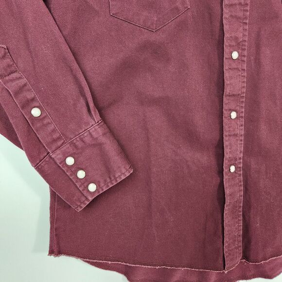 Vtg 90s Wrangler Mens L Pearl Snap Buttons Western Yoke Southwestern Chore Wear - Picture 7 of 14